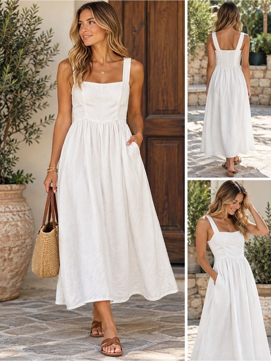 Quince Dresses & Skirts - Quince European Linen Midi Dress in White